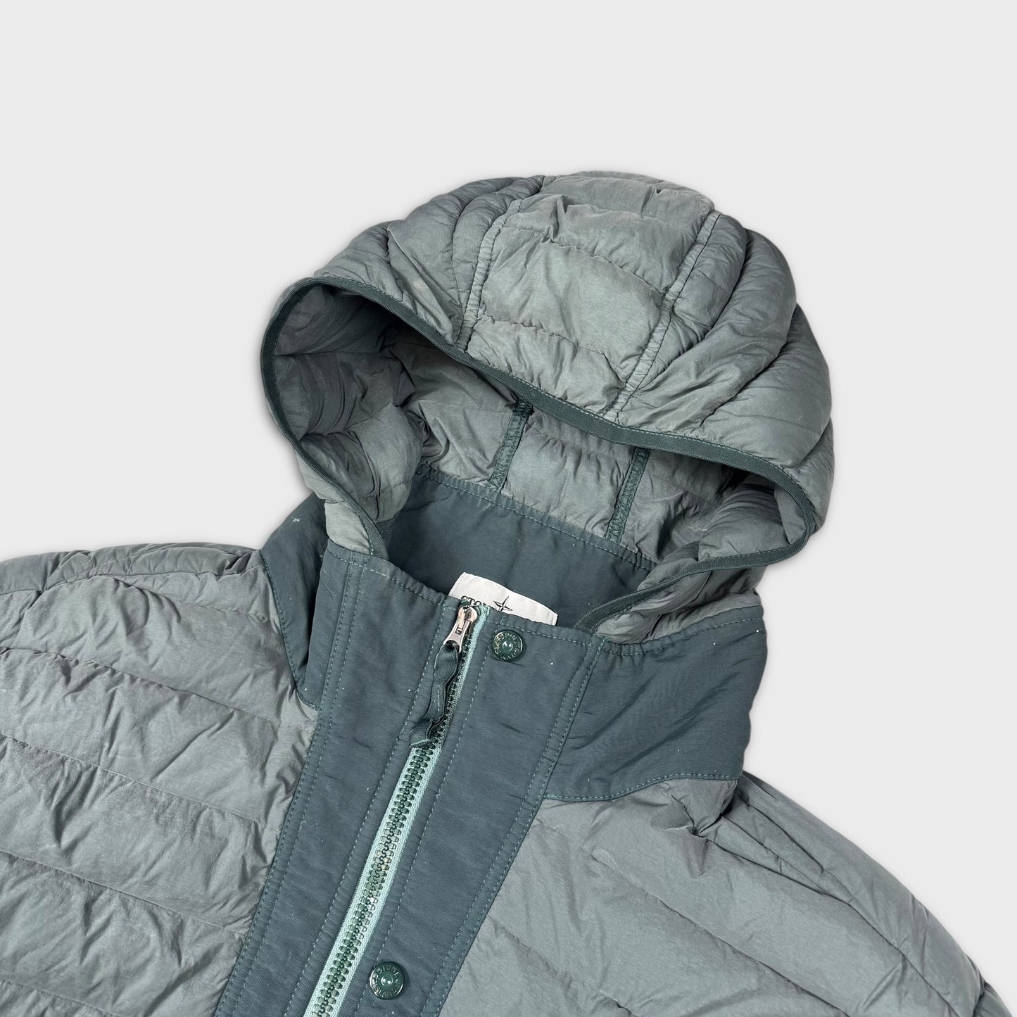 Stone Island Petrol Green Loom Woven Down Chambers Jacket 3XL