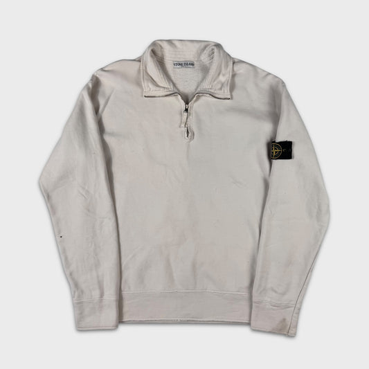 Stone Island White Cotton Quarter Zip L