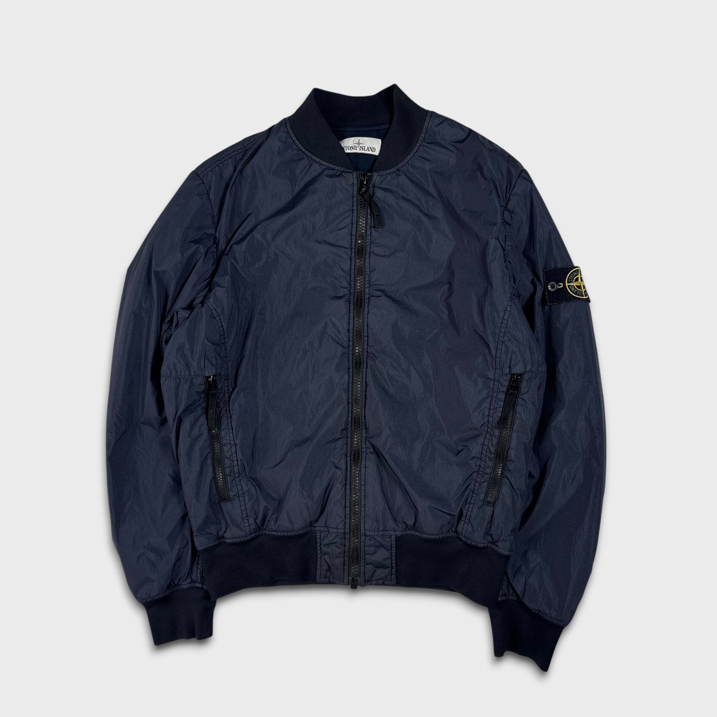 Stone Island Garment Dyed Navy Crinkle Reps NY Bomber Jacket M