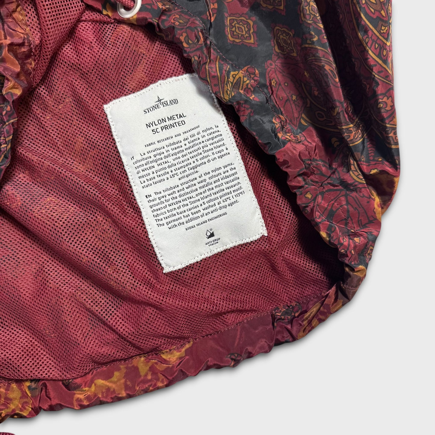 Stone Island x Supreme Paisley Nylon Metal 5C Anorak Jacket M