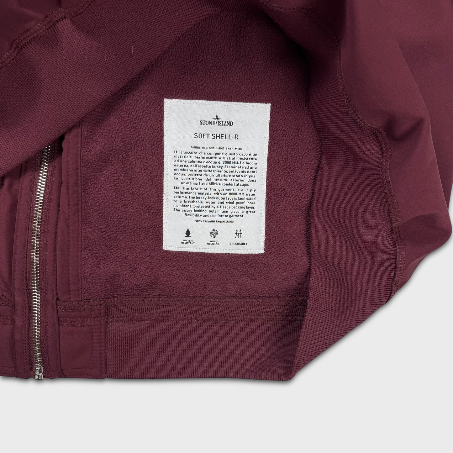 Stone Island Burgundy Soft Shell-R Jacket 3XL