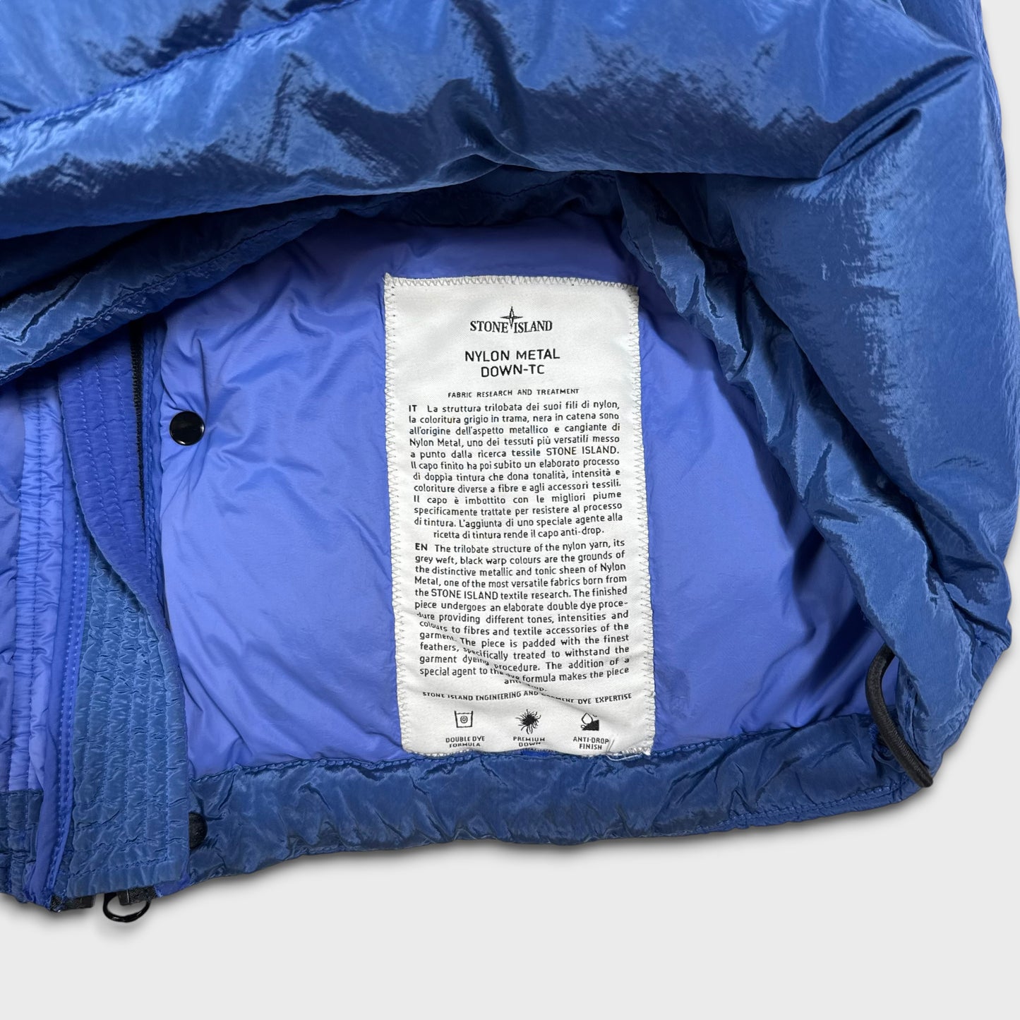 Stone Island Royal Blue Nylon Metal Down TC Puffer Jacket S