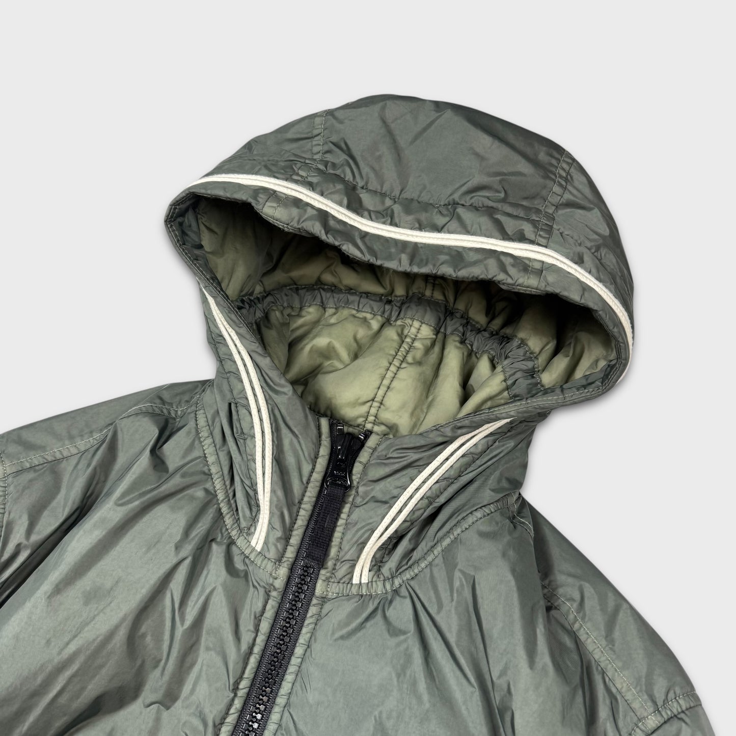 Stone Island Olive Green Crinkle Reps-NY Primaloft Puffer Jacket L