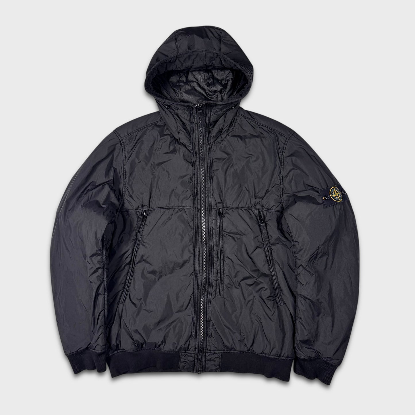 Stone Island Black Crinkle Reps NY Hooded Jacket XXL