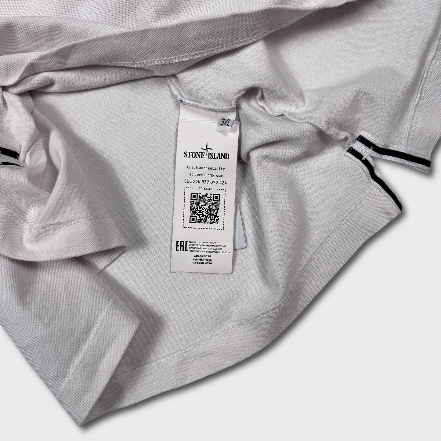 Stone Island White Polo Shirt 3XL