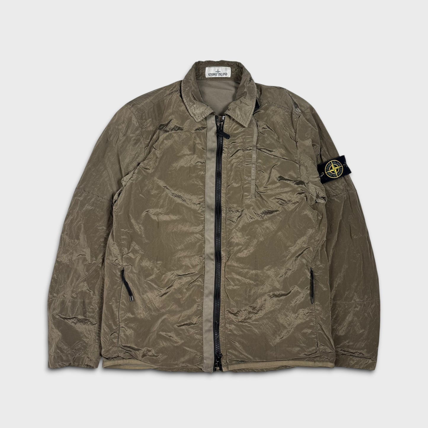 Stone Island Olive Nylon Metal Lined Overshirt Jacket M