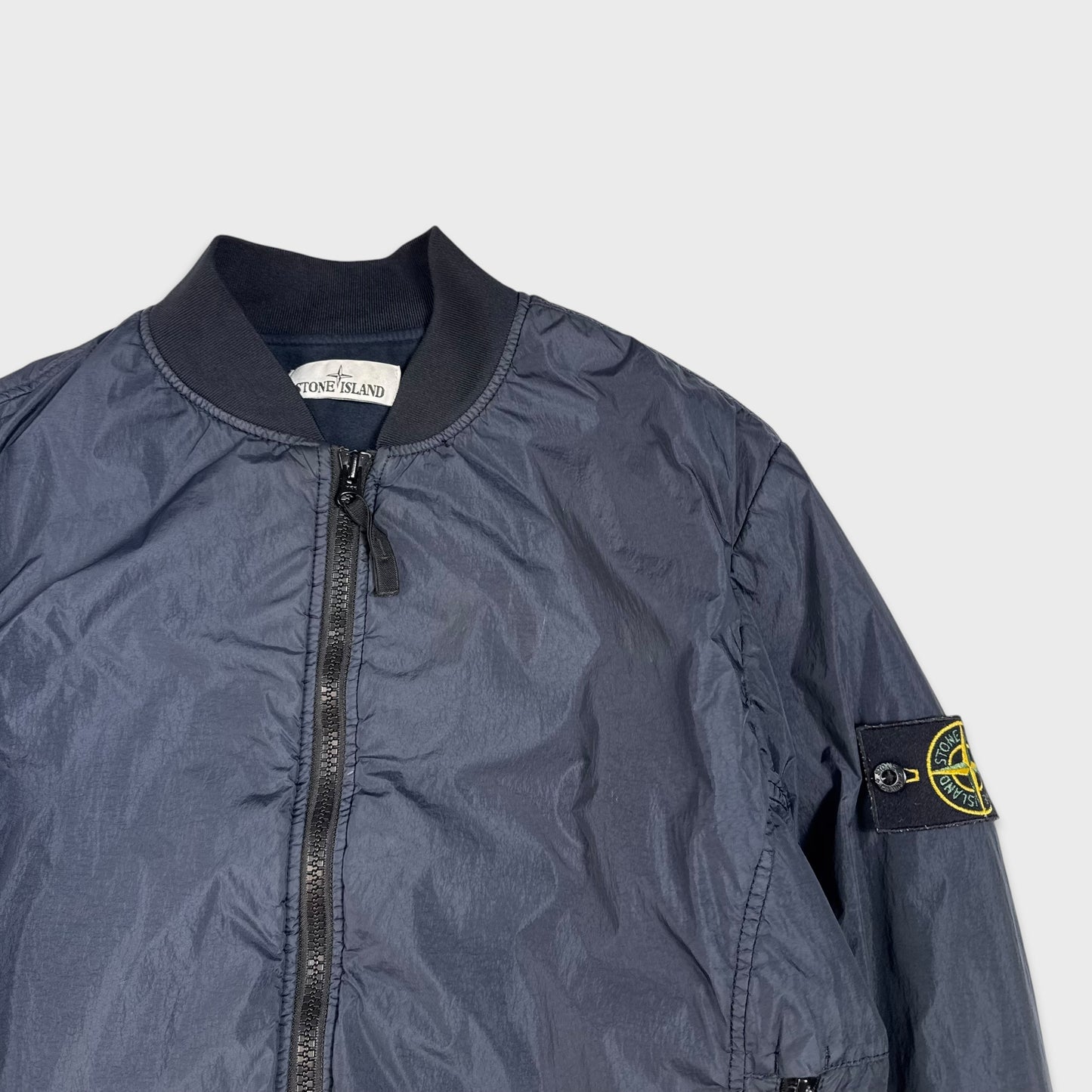 Stone Island Garment Dyed Navy Crinkle Reps NY Bomber Jacket M
