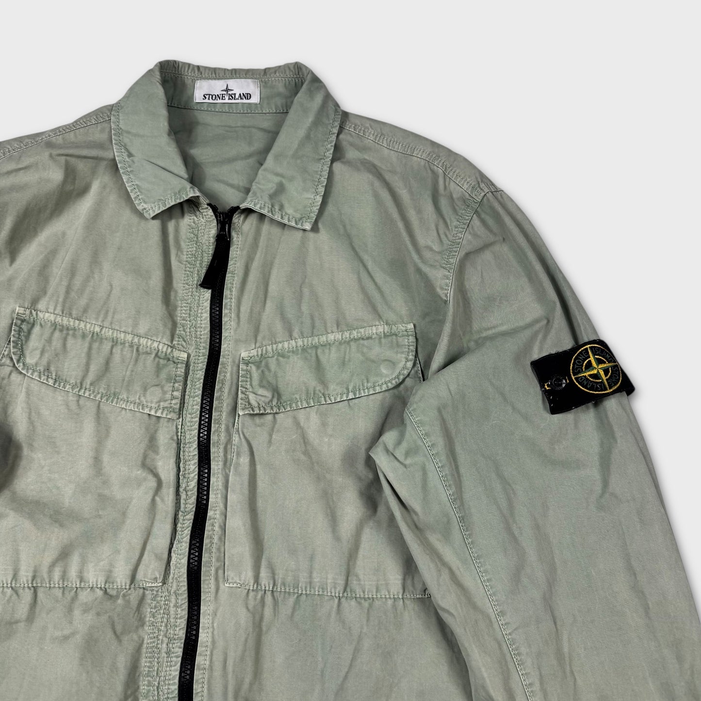 Stone Island Sage Green Full Zip Overshirt XXL