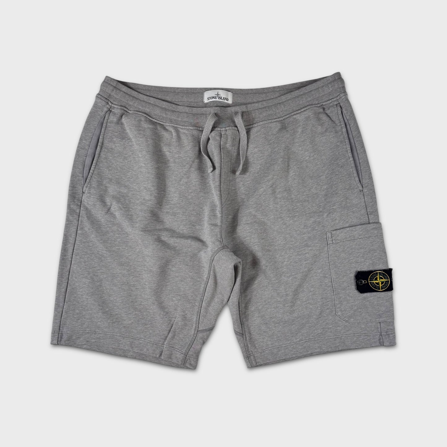 Stone Island Grey Cotton Badge Shorts 3XL