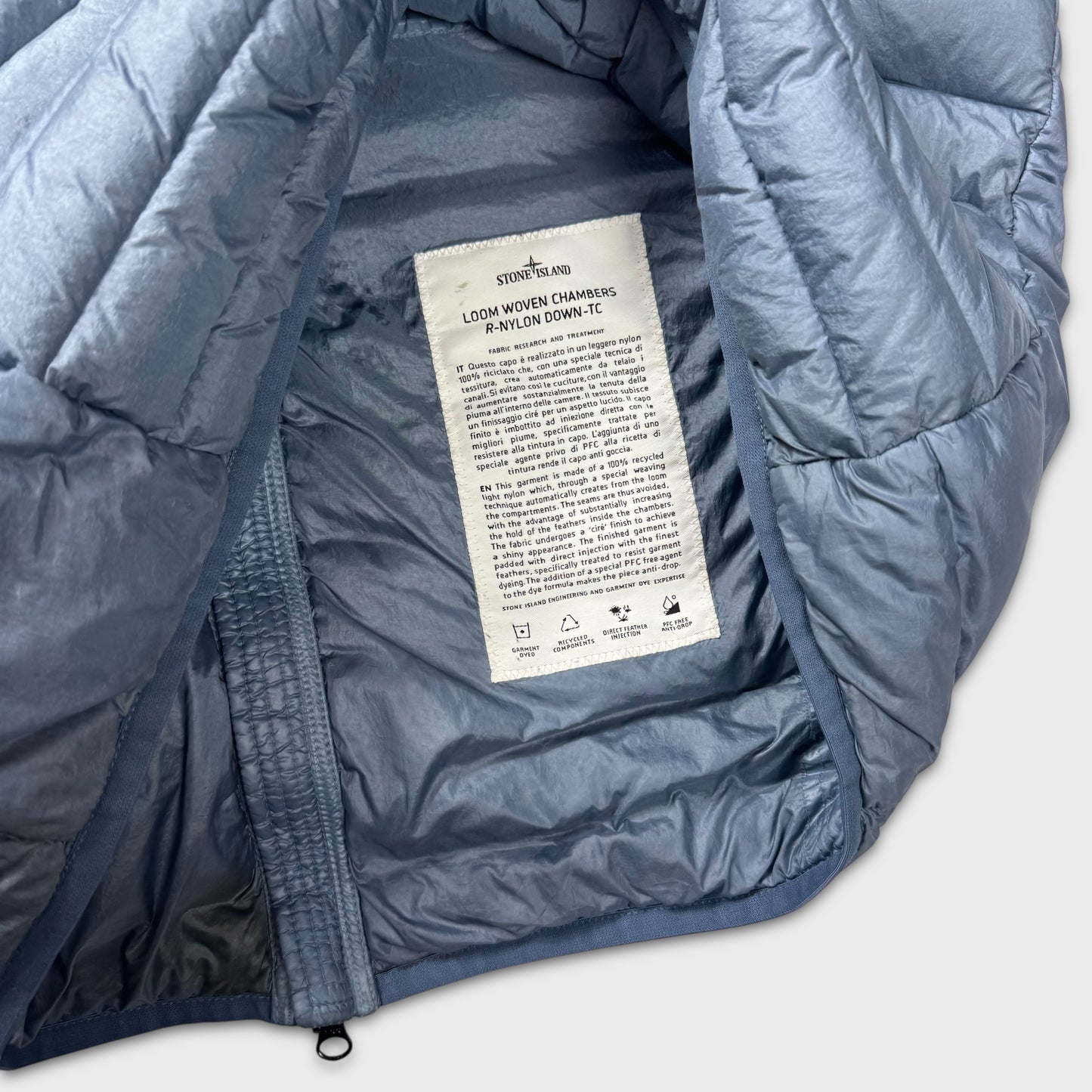 Stone Island Sky Blue Loom Woven Down Chambers R-Nylon Jacket M