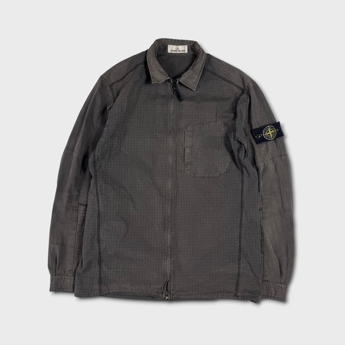 Stone Island Charcoal Ripstop Cotton Overshirt L