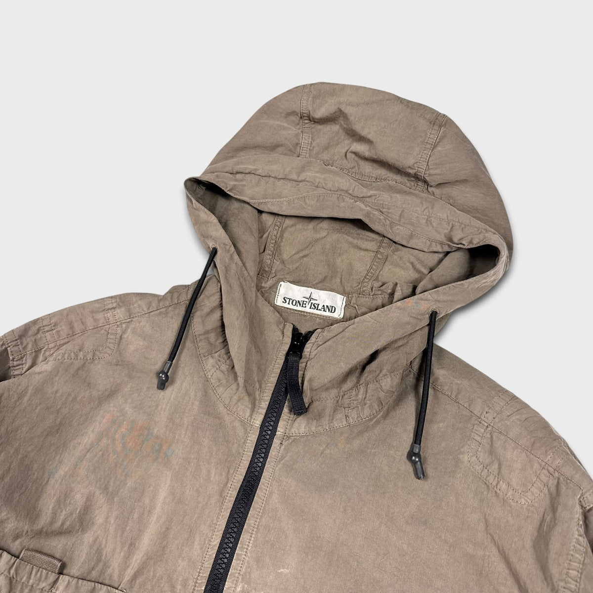 Stone Island Olive Green ‘LG’ Pullover Smock Jacket M