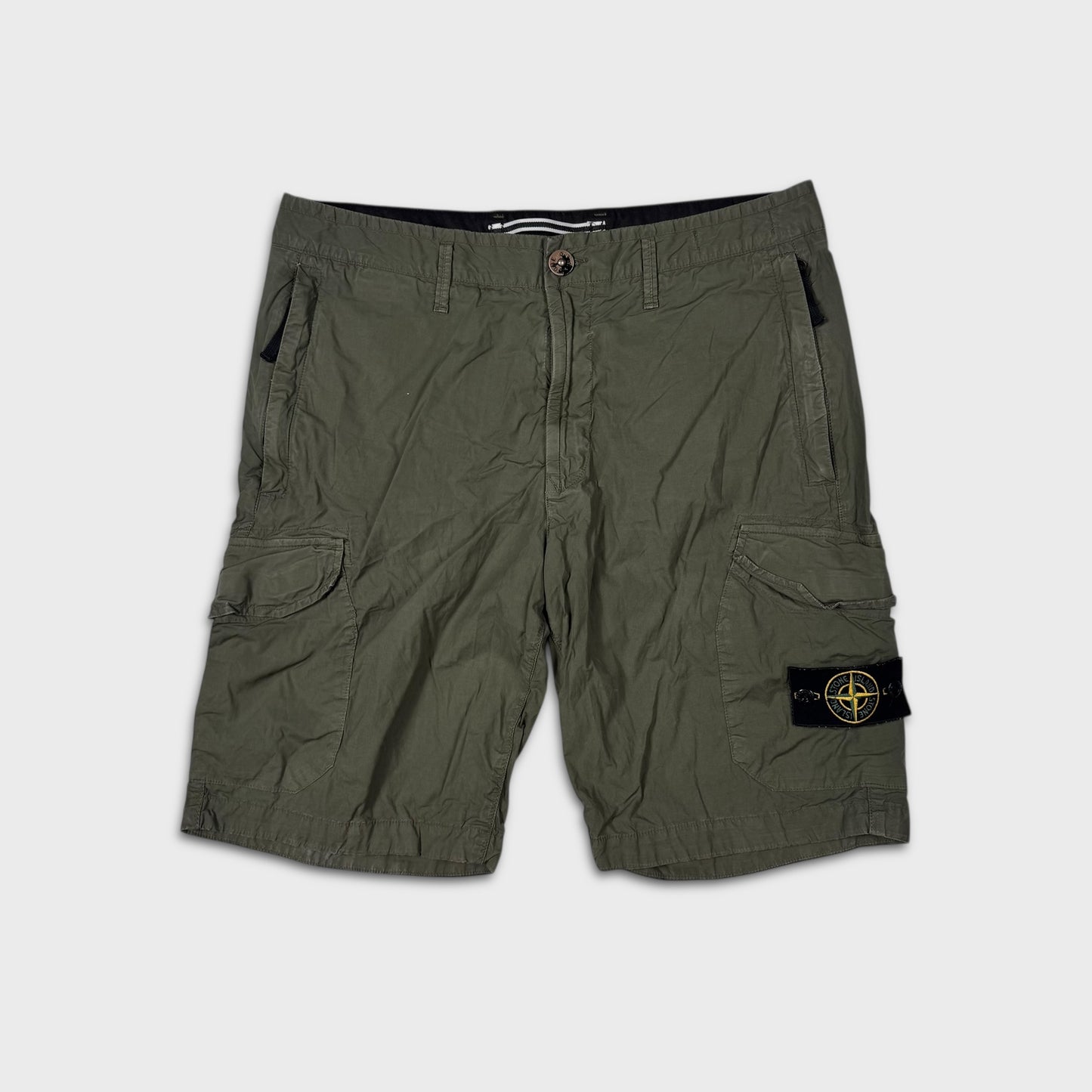 Stone Island Olive Tela Cargo Shorts W31