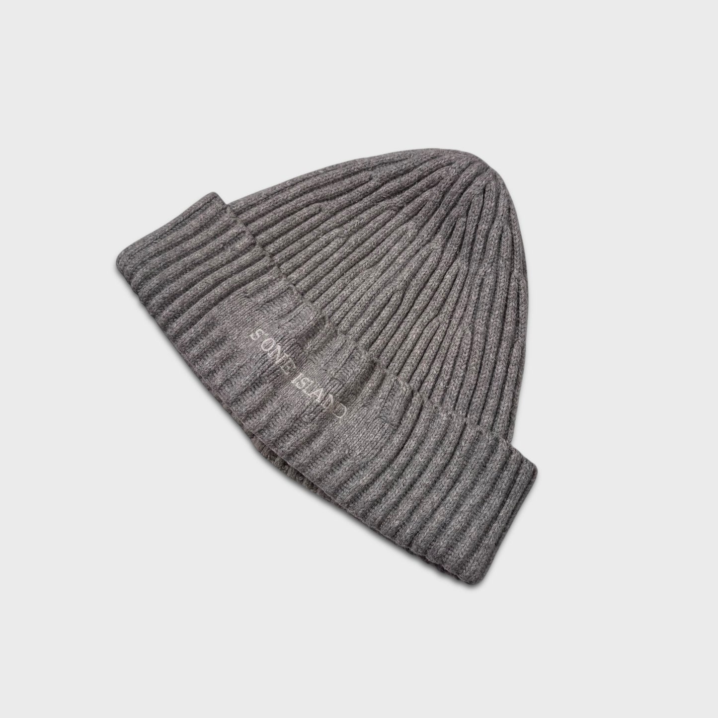 Stone Island Grey Ribbed Beanie OS
