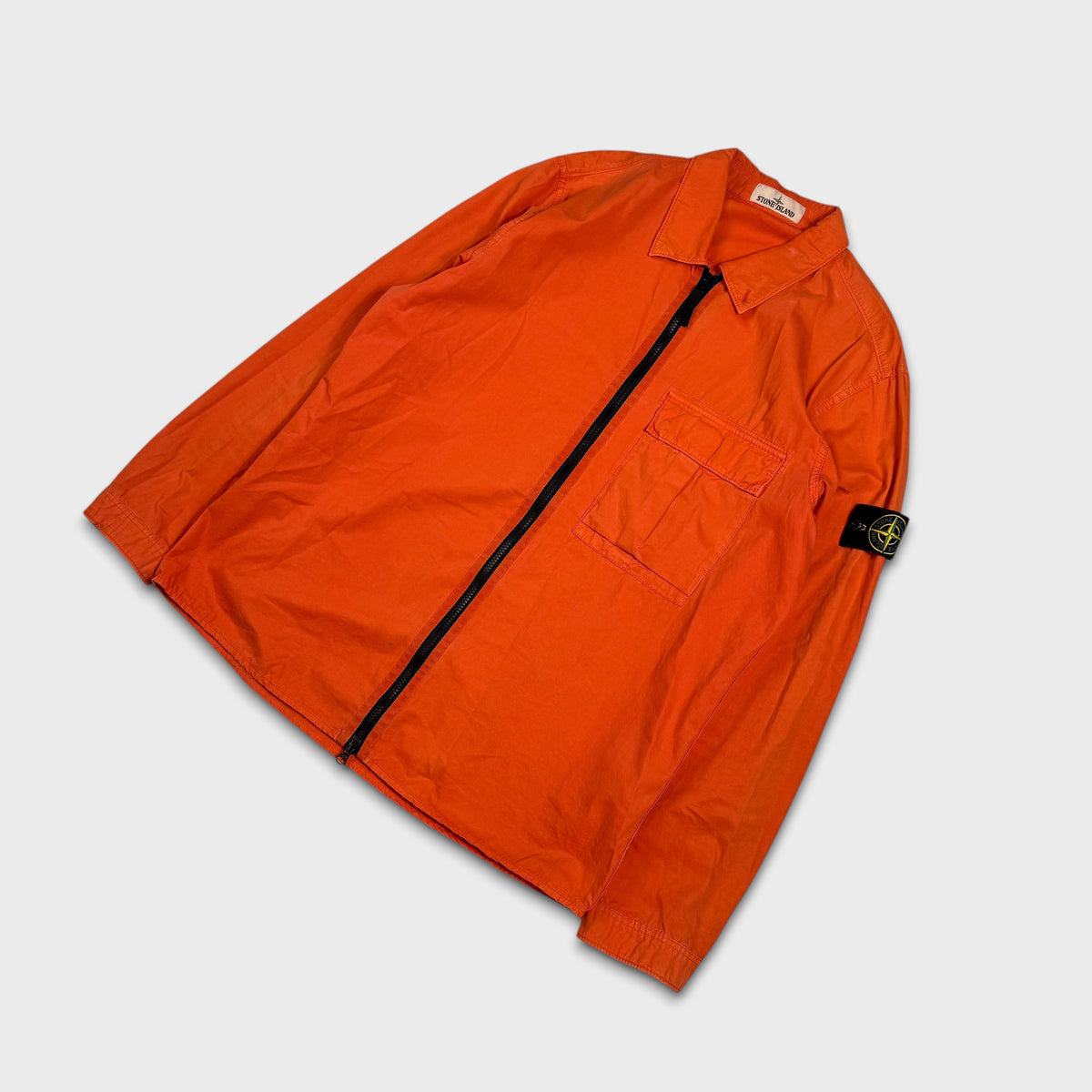 Stone Island Orange Full Zip Overshirt XL