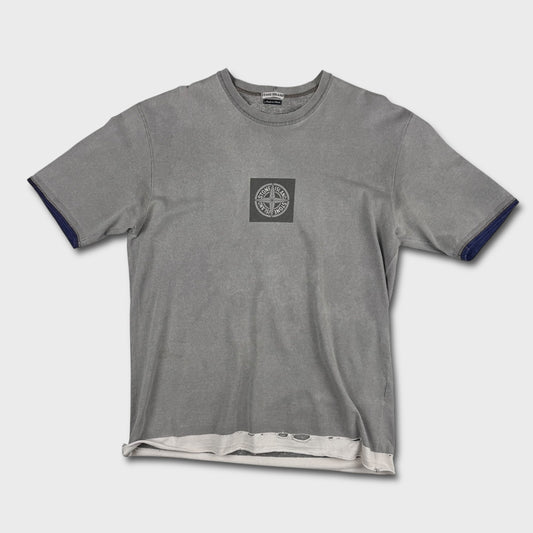 Stone Island 00’s Compass Print Distressed T-Shirt L