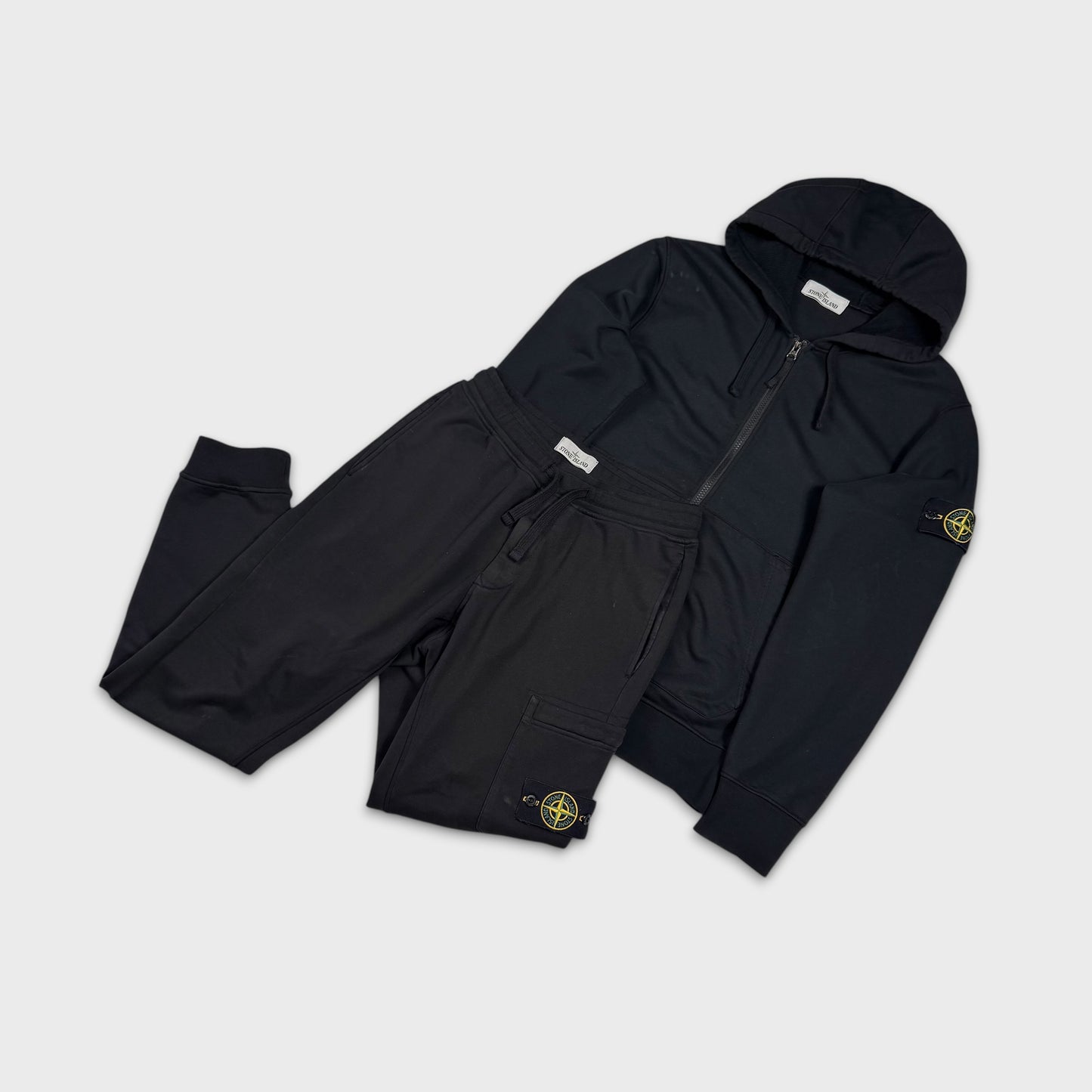 Stone Island Black Tracksuit Set Hoodie + Joggers S/M