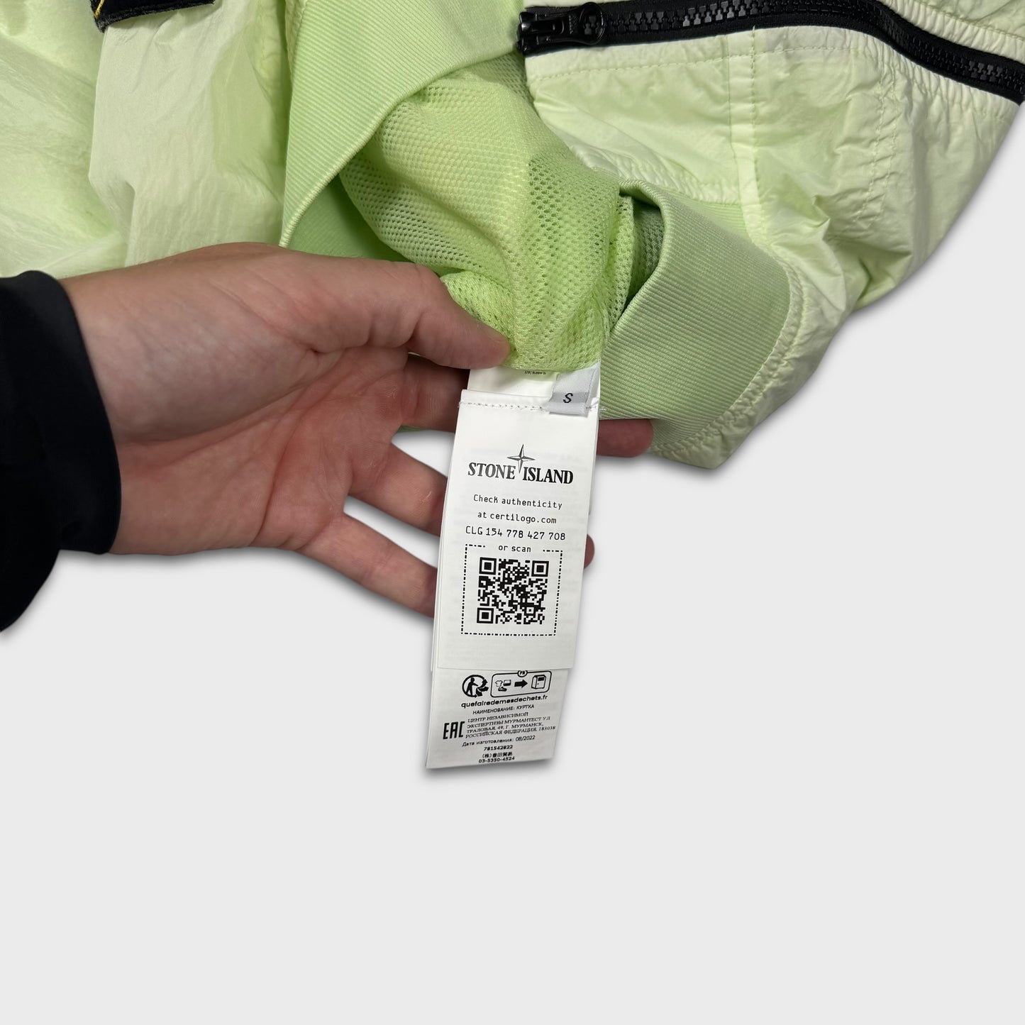 Stone Island Lime Green Garment Dyed Crinkle Reps NY Jacket S