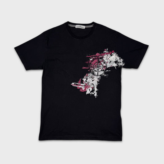 Stone Island Black Graphic Logo T-Shirt L