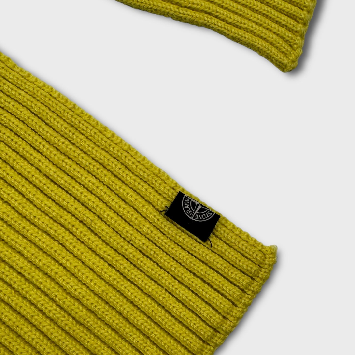 Stone Island Yellow Ribbed Knit Scarf OS