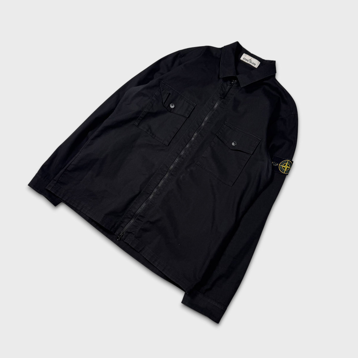 Stone Island Black Full Zip Overshirt M
