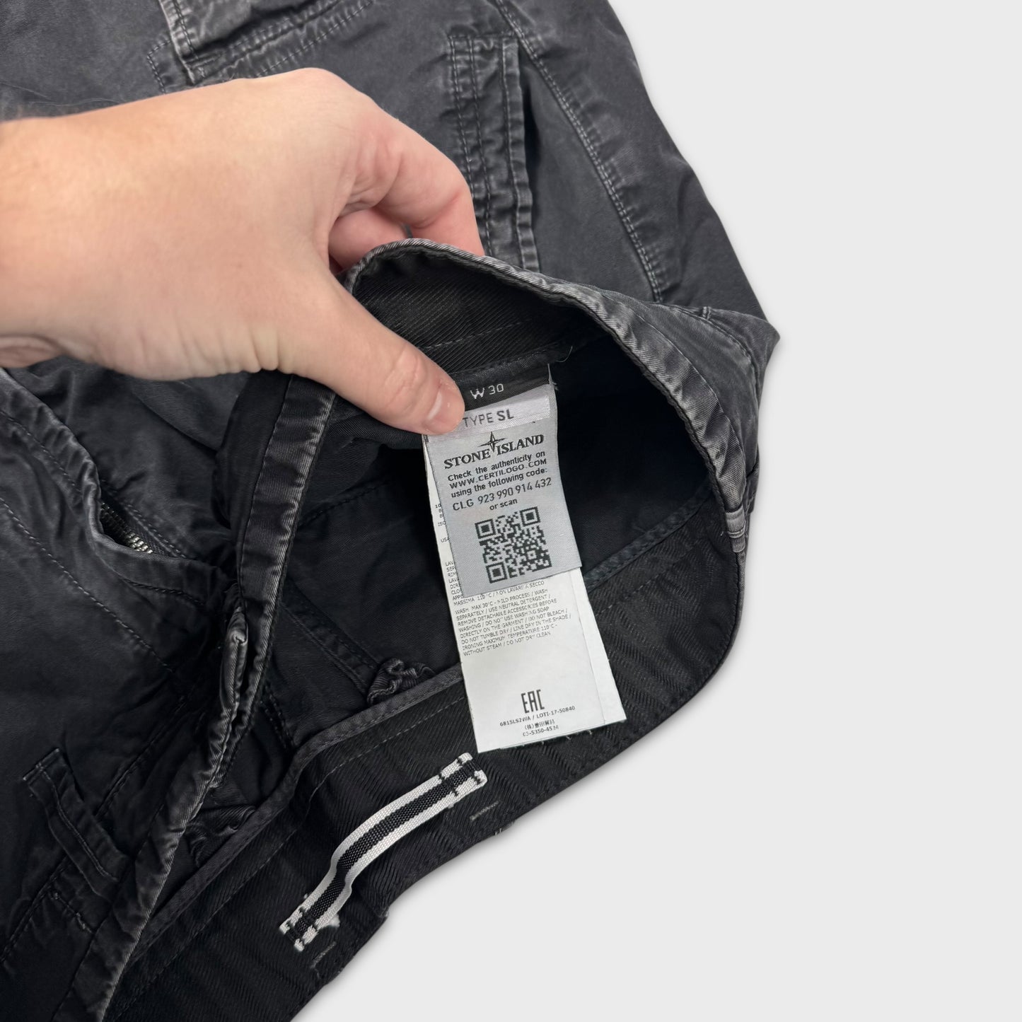 Stone Island Black Old-Dye Cargo Shorts W30
