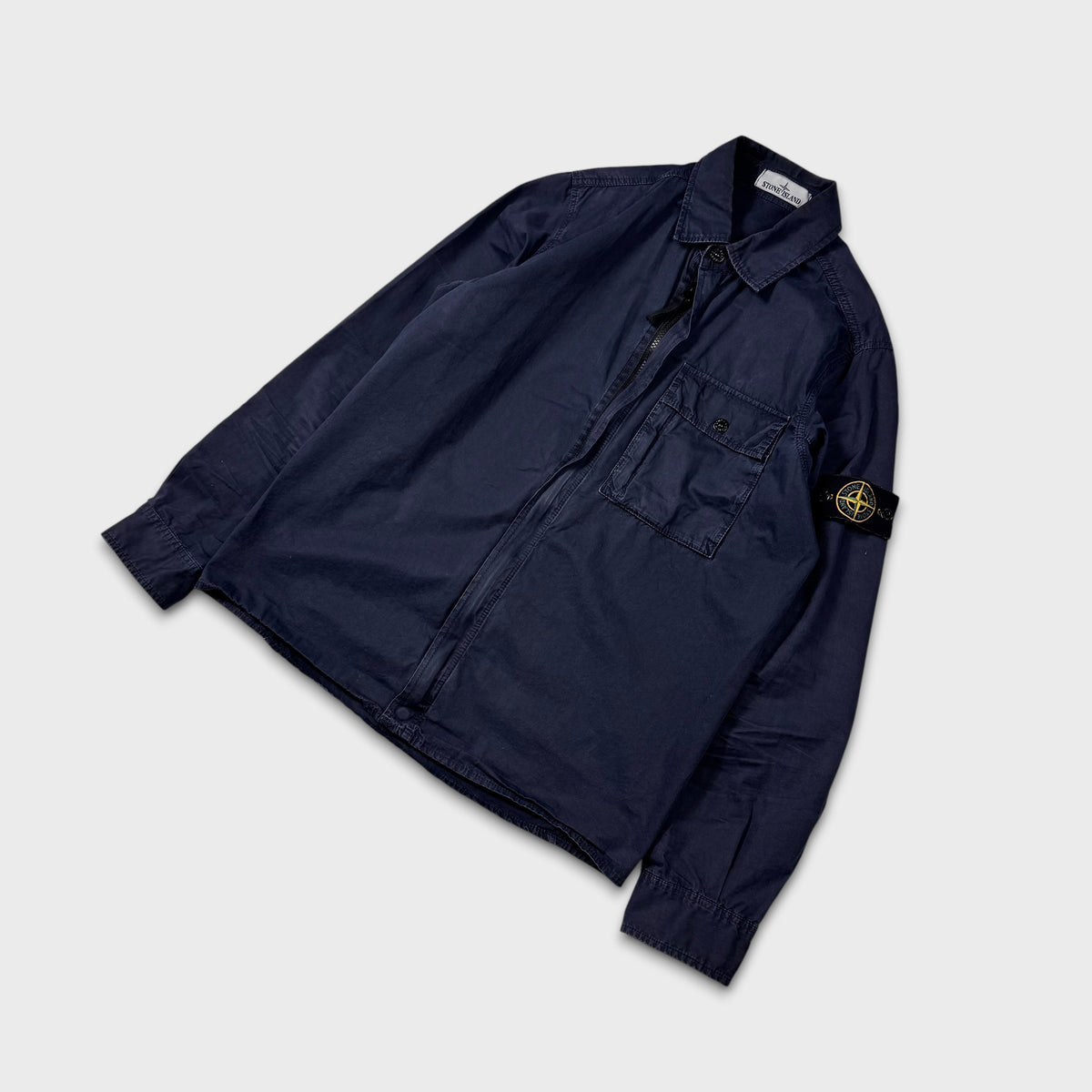 Stone Island Navy Full Zip Overshirt M