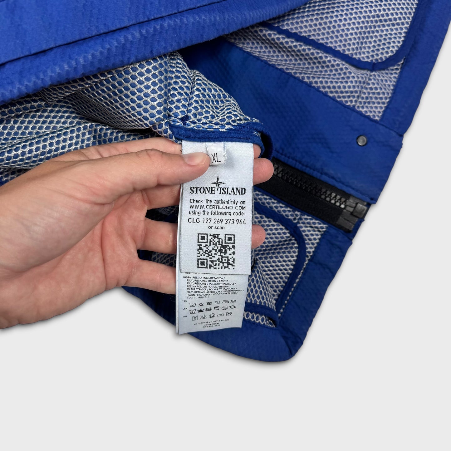 Stone Island Royal Blue 3D Cotton Tela Hooded Jacket XL