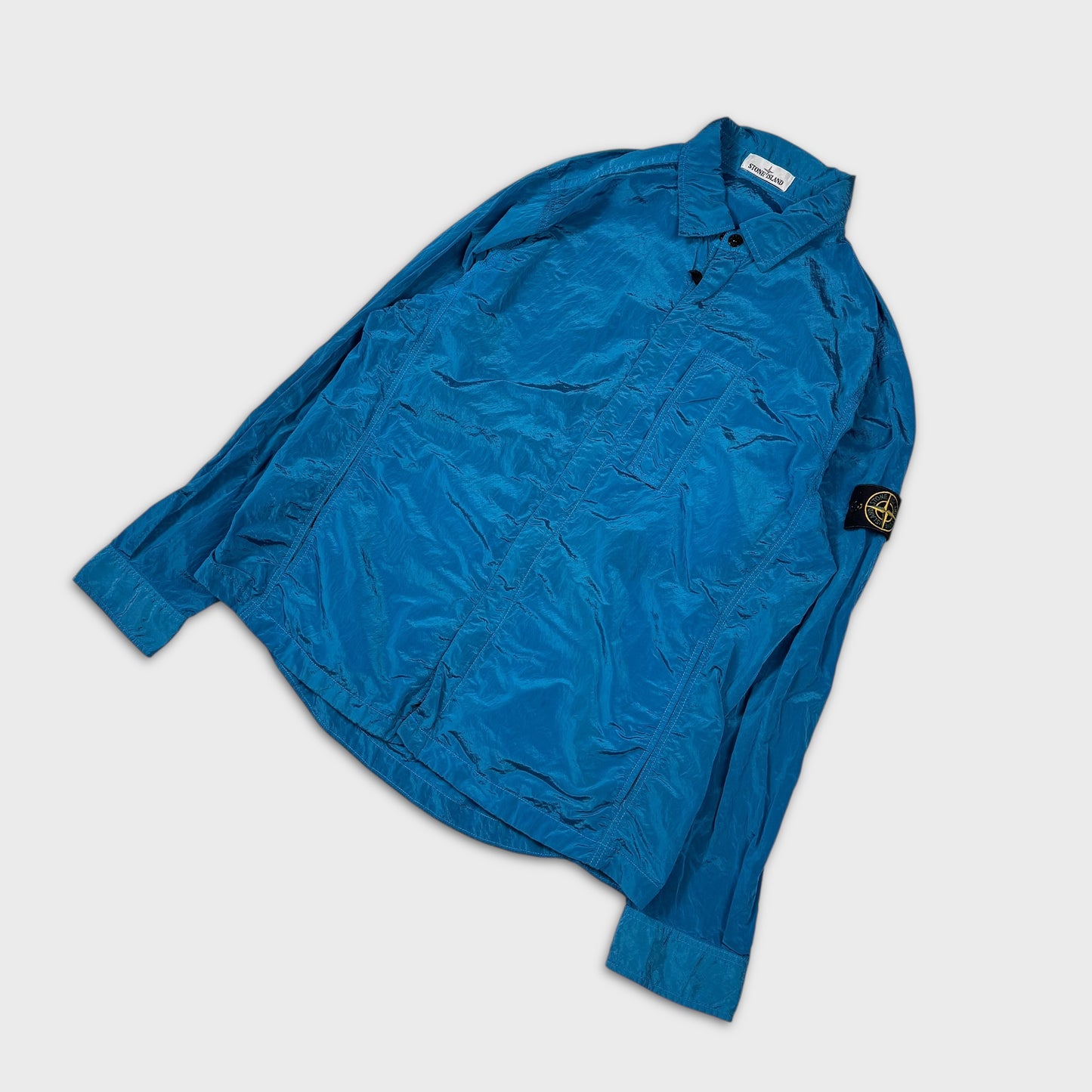 Stone Island Electric Blue Nylon Metal Overshirt XXL