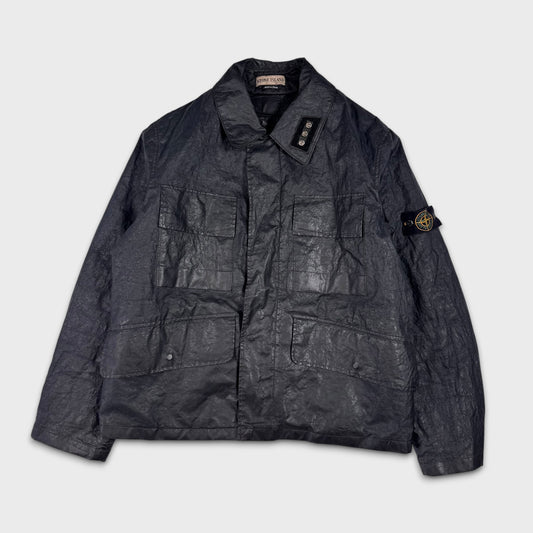 Stone Island AW2001 Black Laminated Webbing Dutch Rope Jacket L