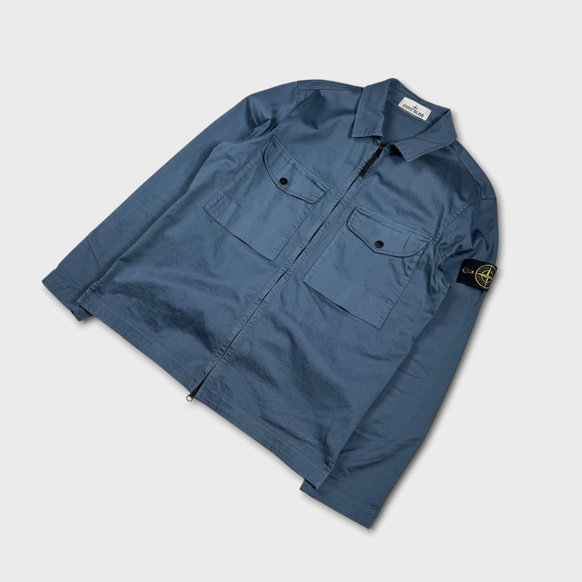 Stone Island Blue Full Zip Overshirt M