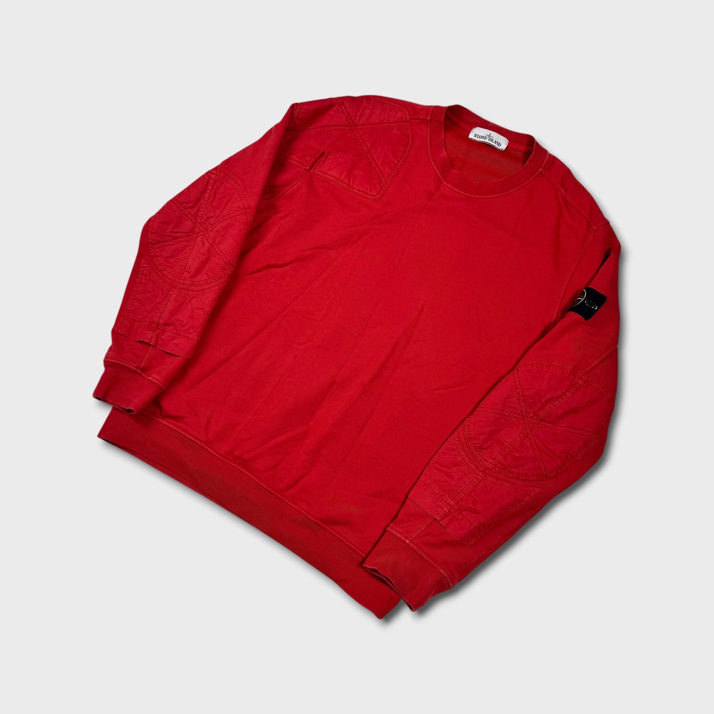 Stone Island Panelled Red Crewneck XL