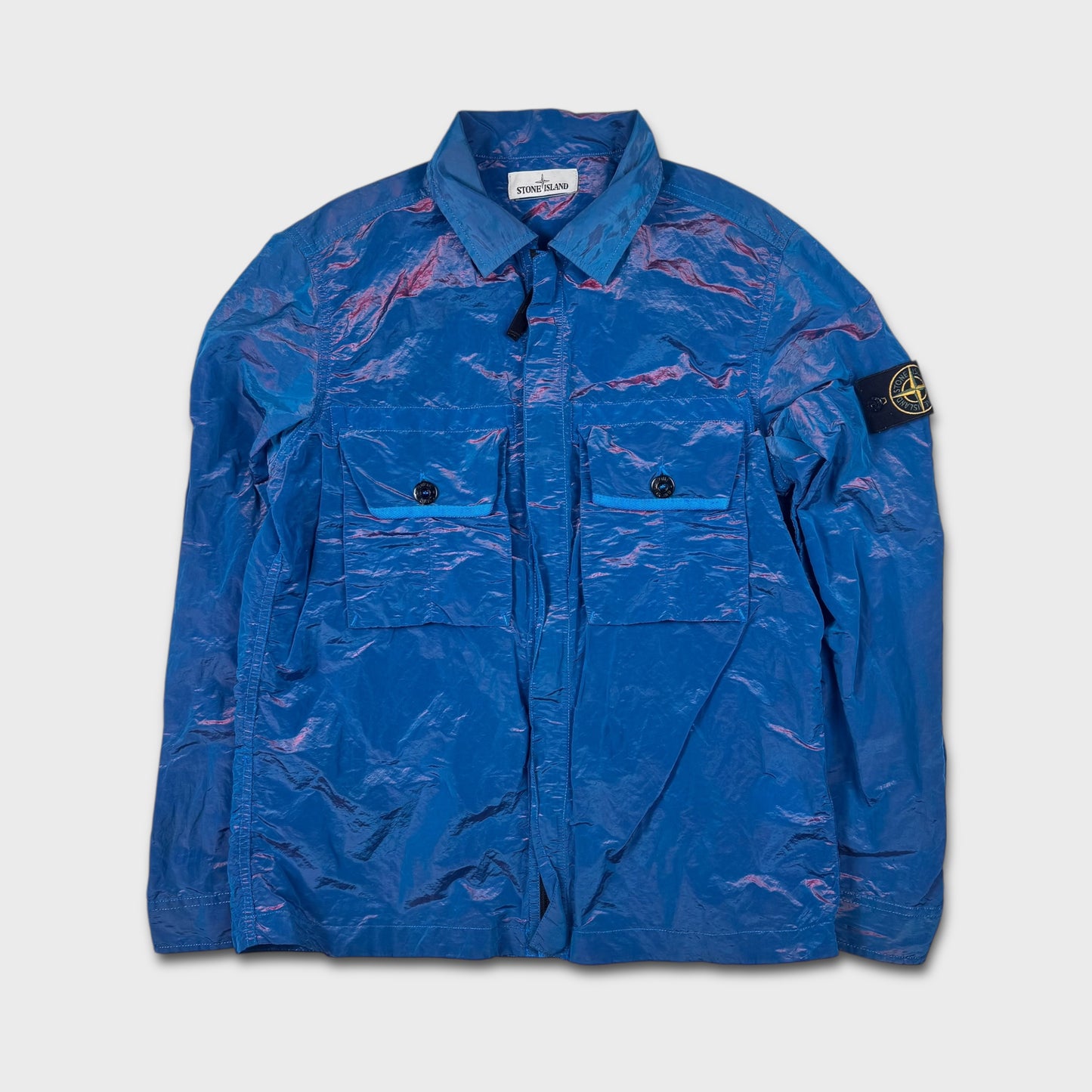 Stone Island Pink / Blue Nylon Metal Weft Overshirt L