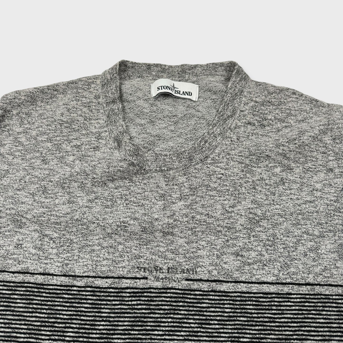 Stone Island Grey Marina Stripe Knit T-Shirt 3