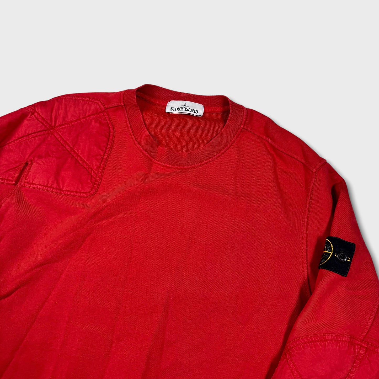 Stone Island Panelled Red Crewneck XL