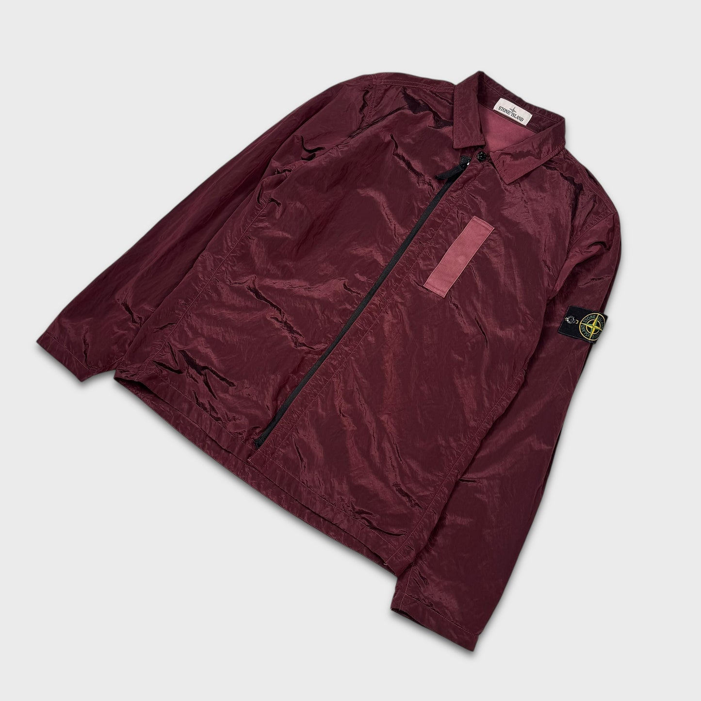 Stone Island Burgundy Lined Nylon Metal Overshirt L