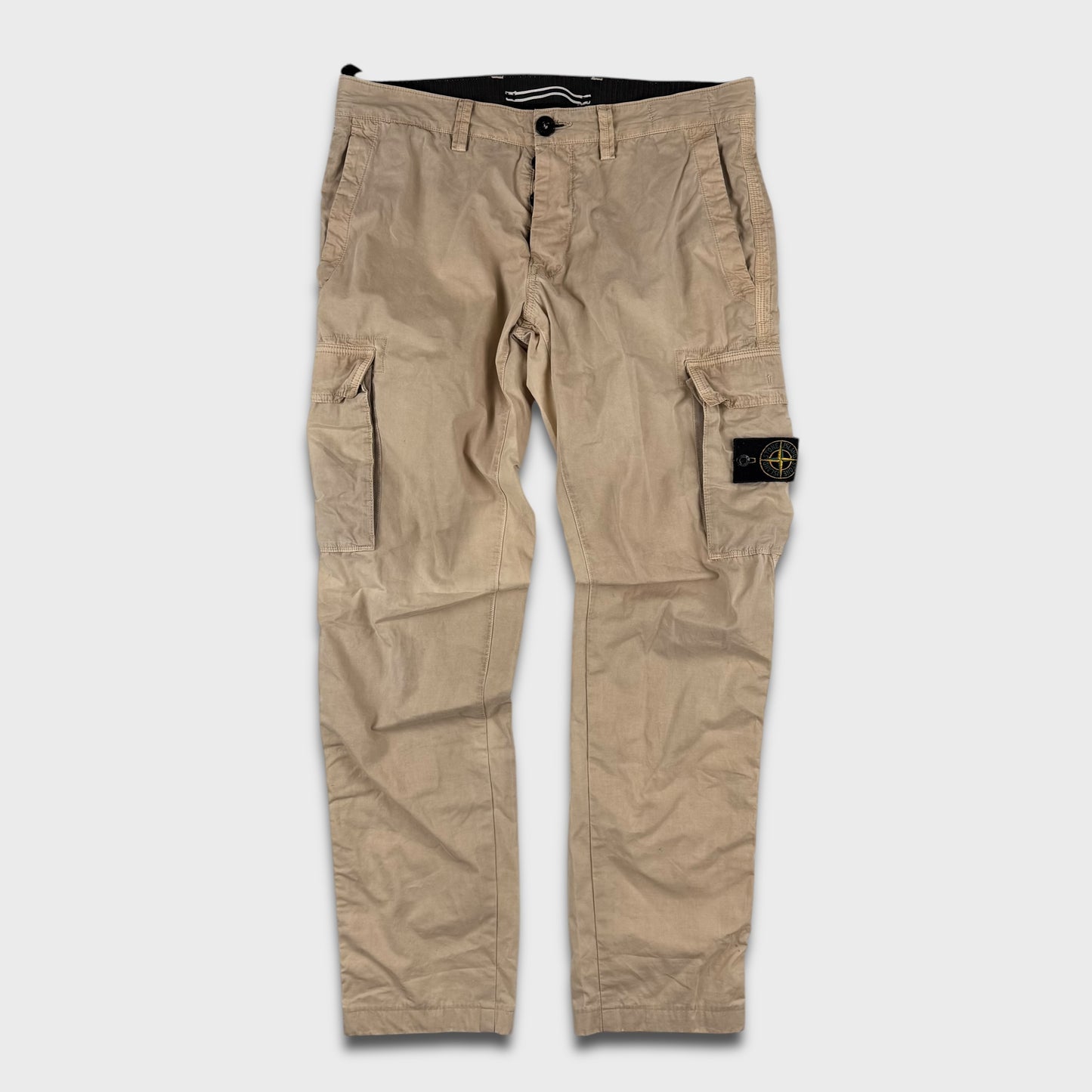 Stone Island Beige Badge Cargo Pants W33