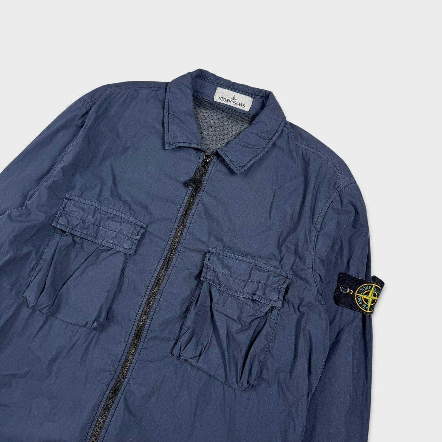 Stone Island Navy Mesh Overshirt Jacket L