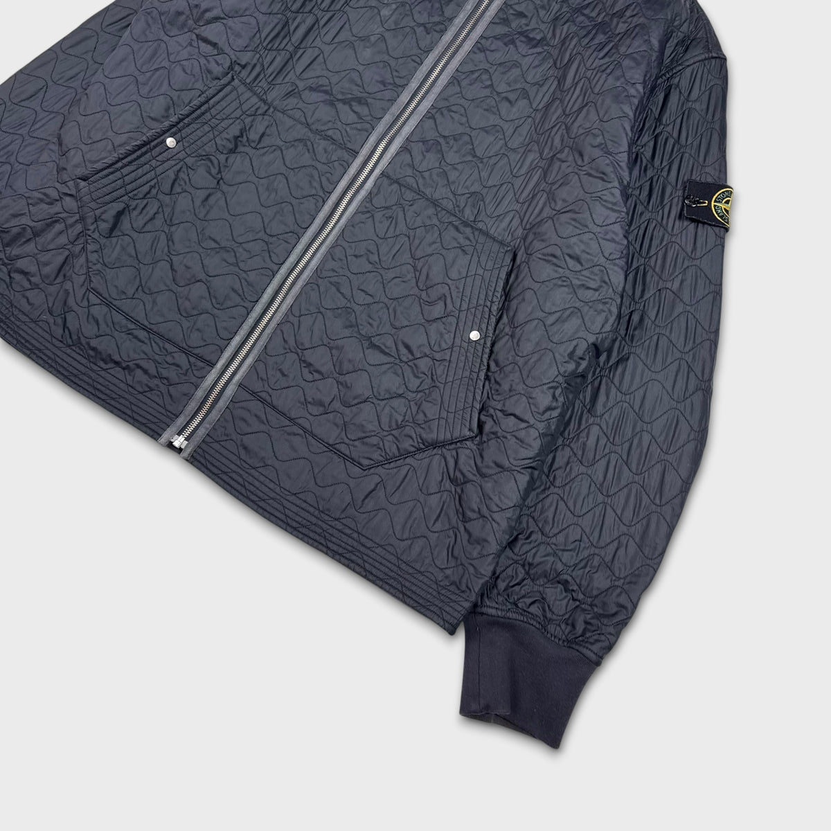 Stone Island Reversible Quilted Wave Pattern Hooded Jacket 3XL