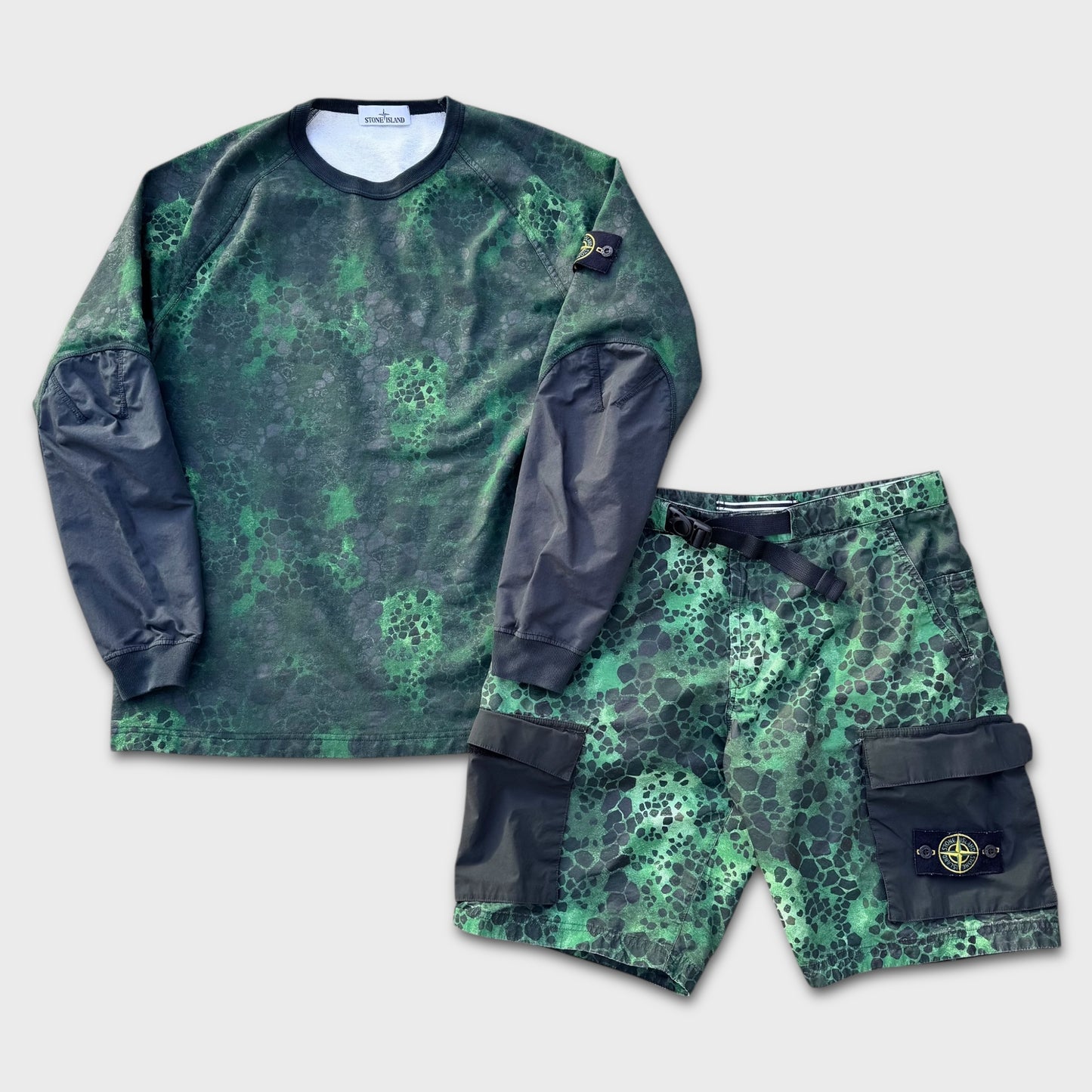 Stone Island Alligator Camo Crew + Shorts Set XXL / W36
