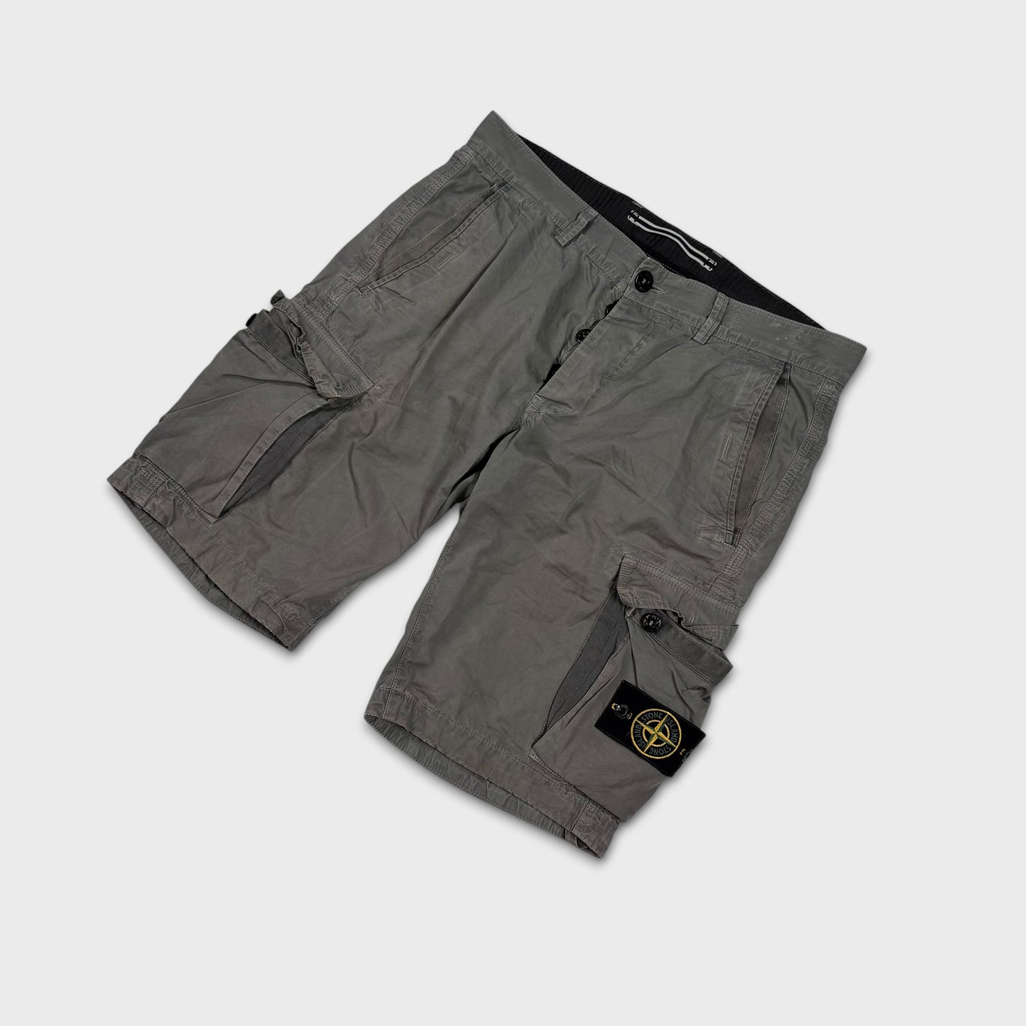 Stone Island Washed Grey Cargo Shorts W32