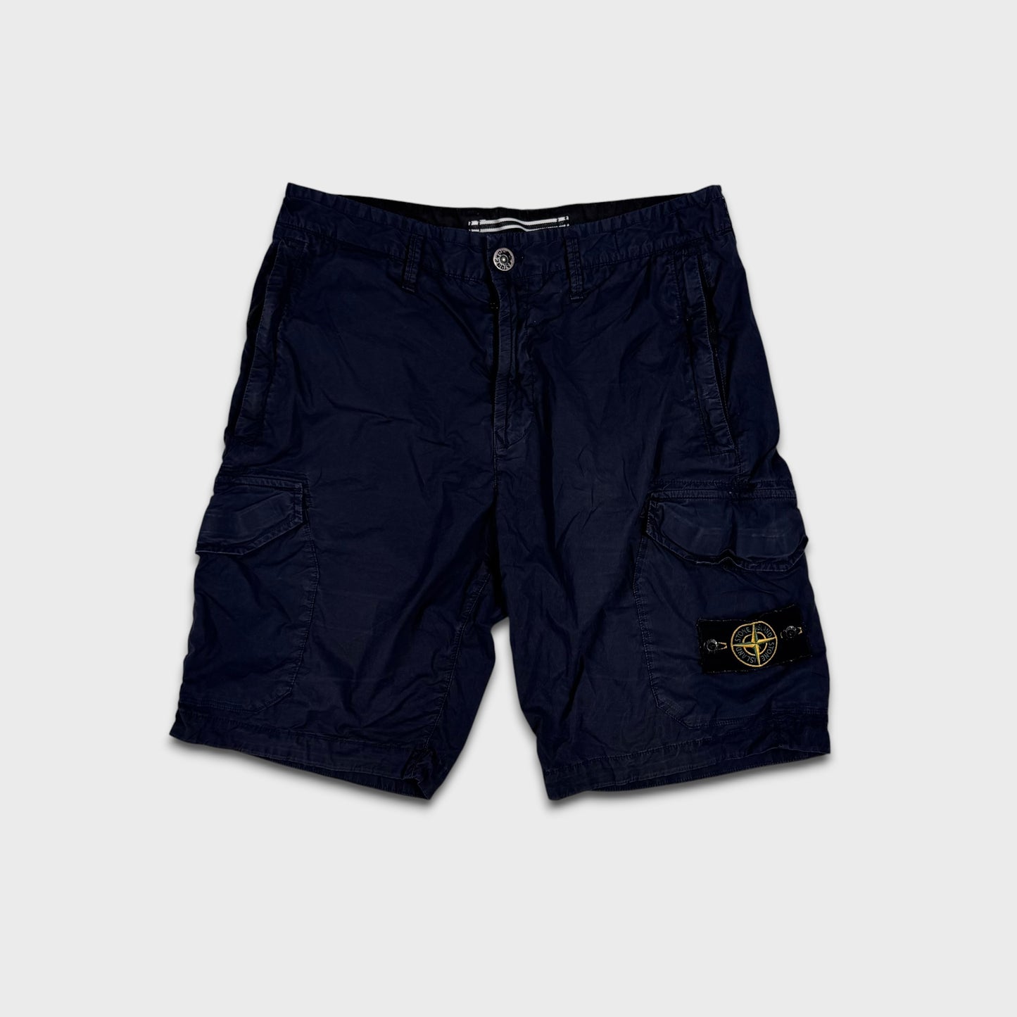 Stone Island Navy Tela Cargo Shorts W30