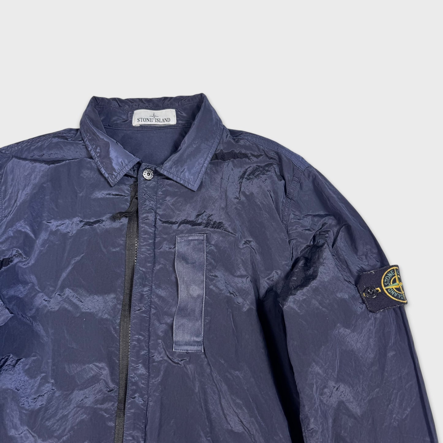 Stone Island Navy Lined Nylon Metal Overshirt M