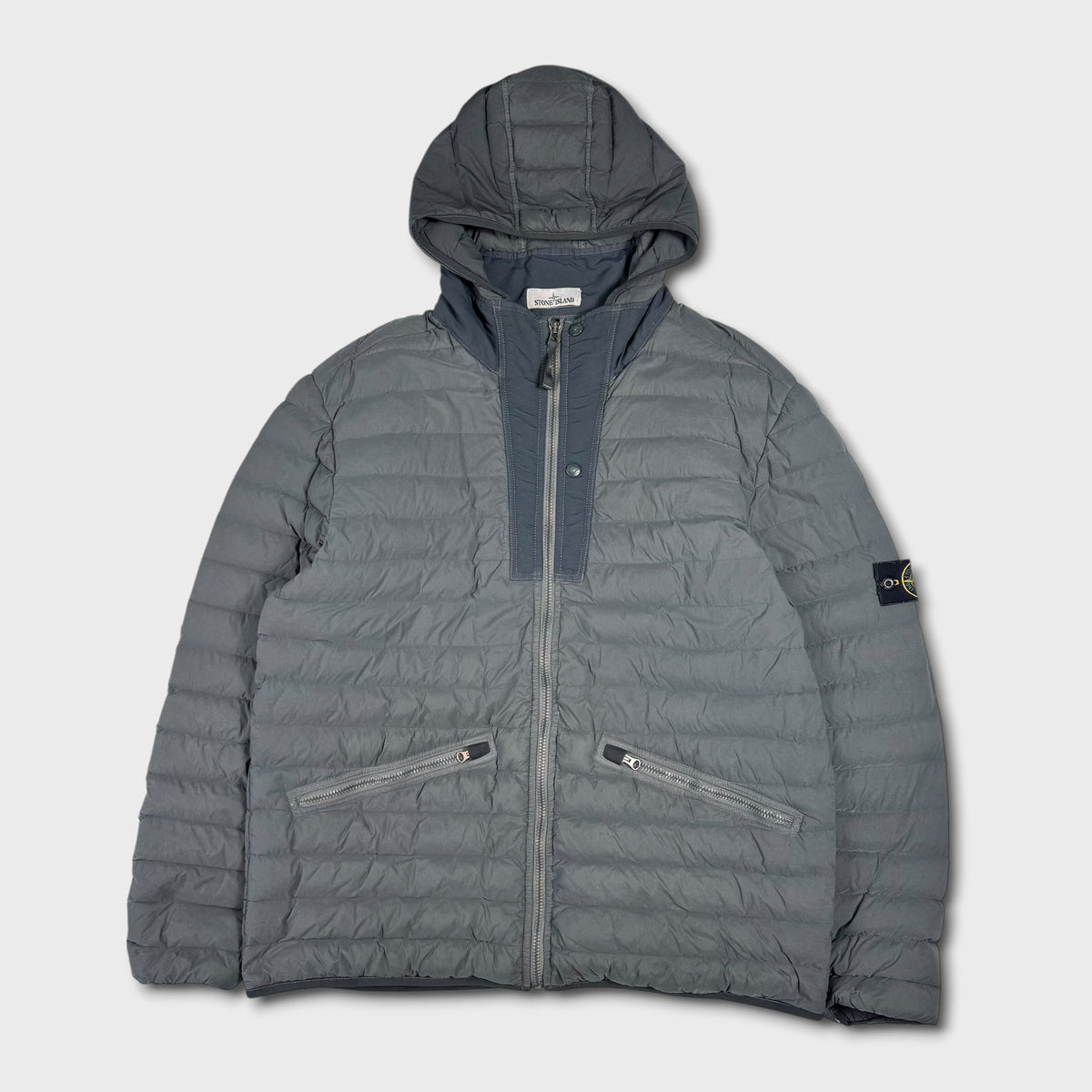 Stone Island Grey Loom Woven Down Chambers Stretch Nylon-TC Puffer Jacket 3XL