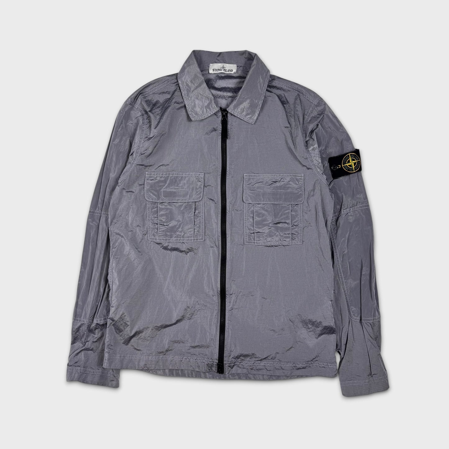 Stone Island Silver Nylon Metal Ripstop Overshirt S