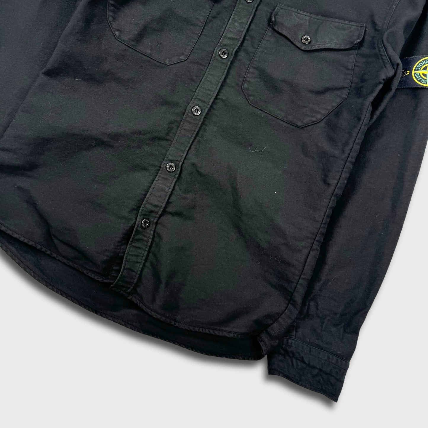 Stone Island Black Brushed Cotton Overshirt L