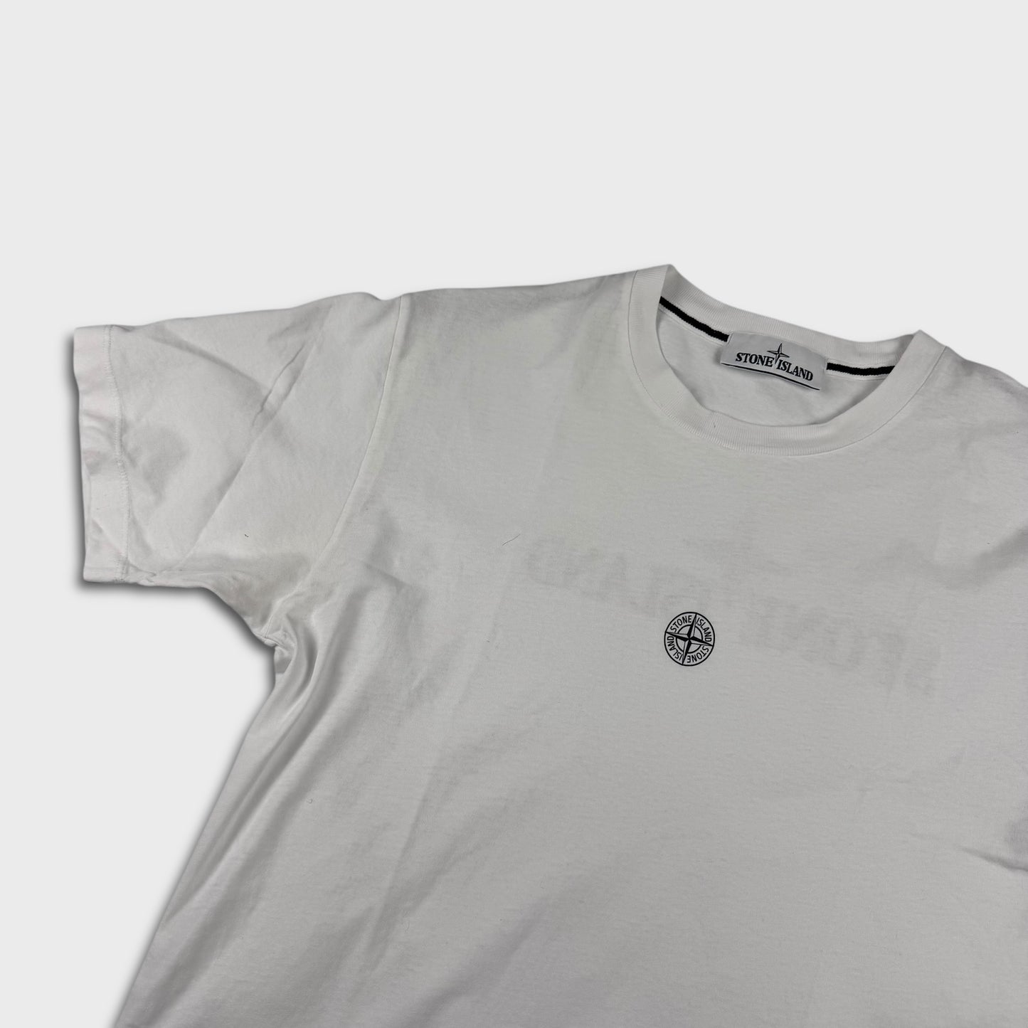 Stone Island White Spellout T-Shirt M