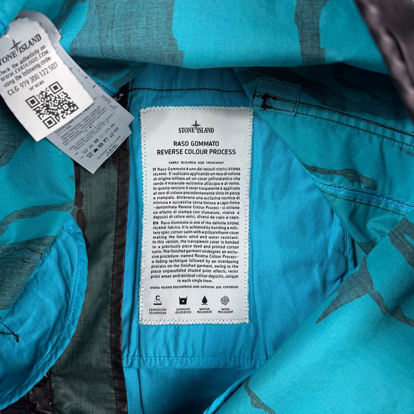 Stone Island Raso Gommato Reverse Colour Process Hooded Jacket M