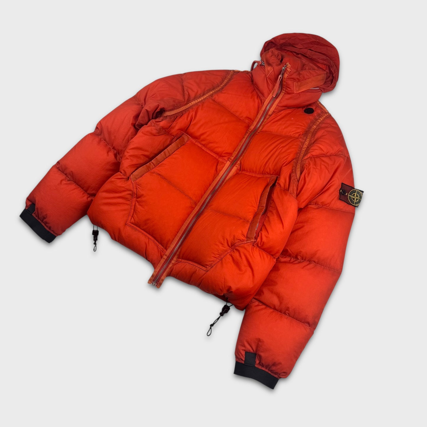 Stone Island Orange Opaque Nylon Goose Down Jacket L