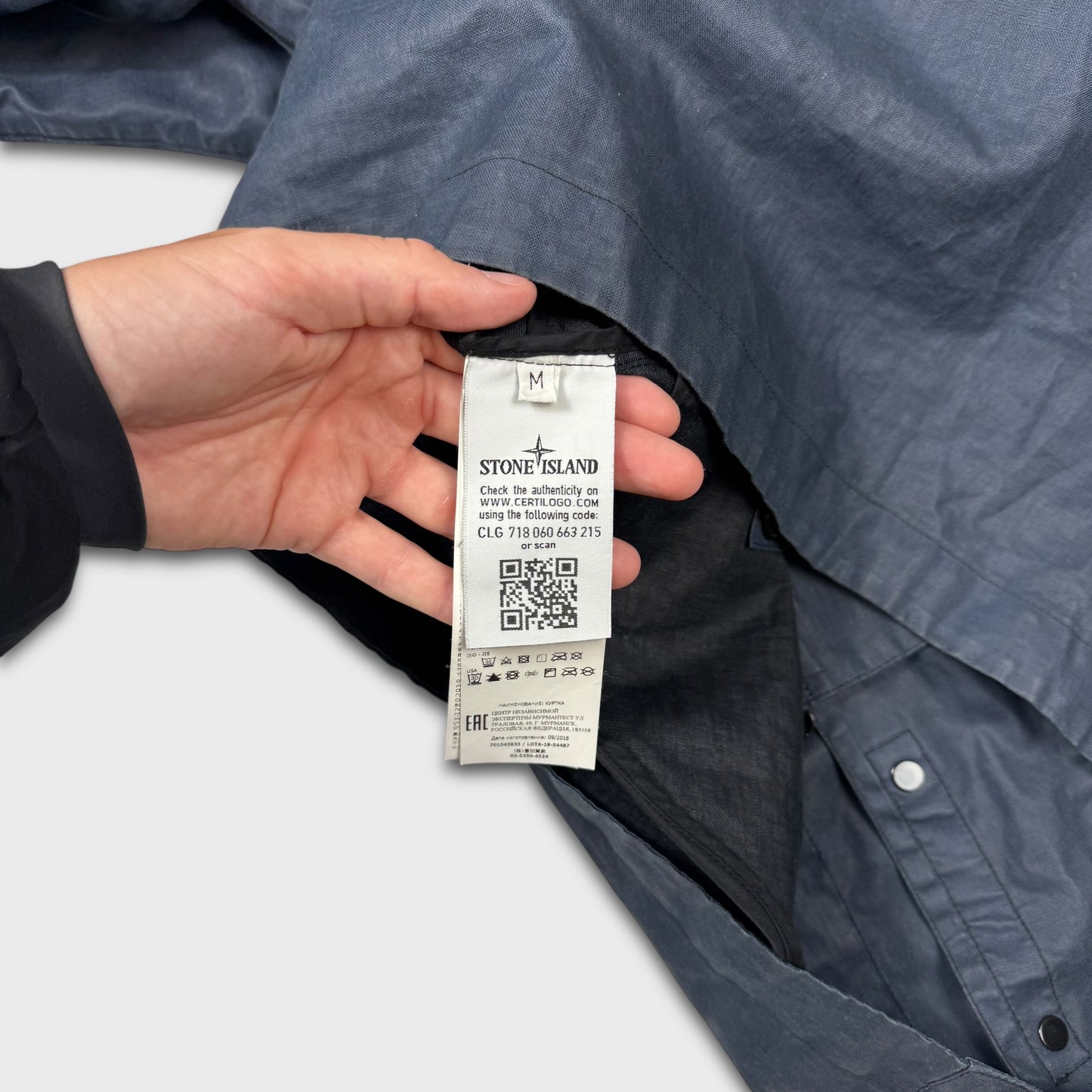 Stone Island Navy Lino Resinato-TC Parka Jacket M
